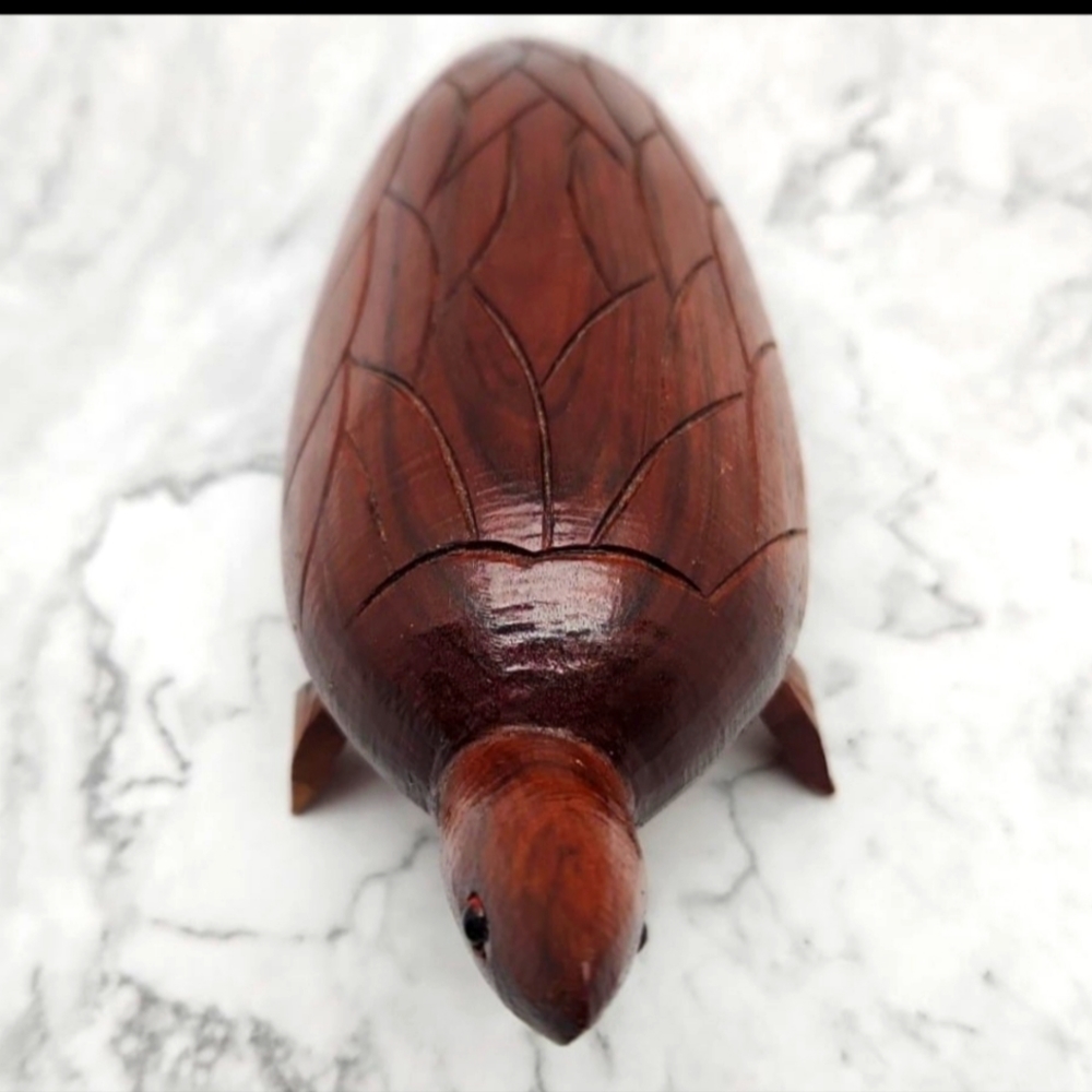 Hand Carved Wood Turtle, 8" Folk Art Decor - Picture 11 of 11
